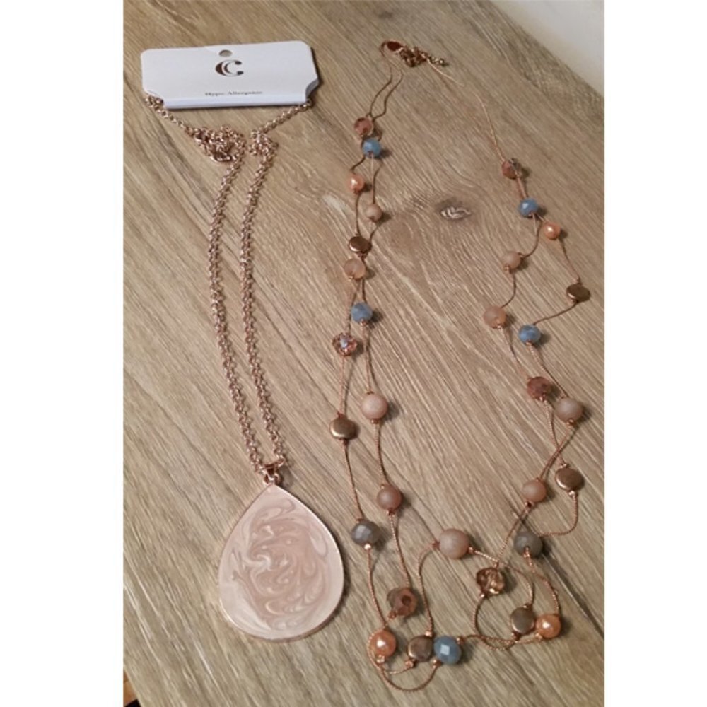 CHARMING Charlie Rose Gold Tone Bundle Lot 2 Necklaces Long